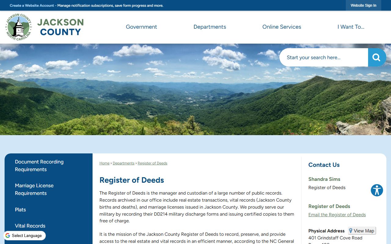 Jackson County Clerk of Superior Court and Register of Deeds record routing