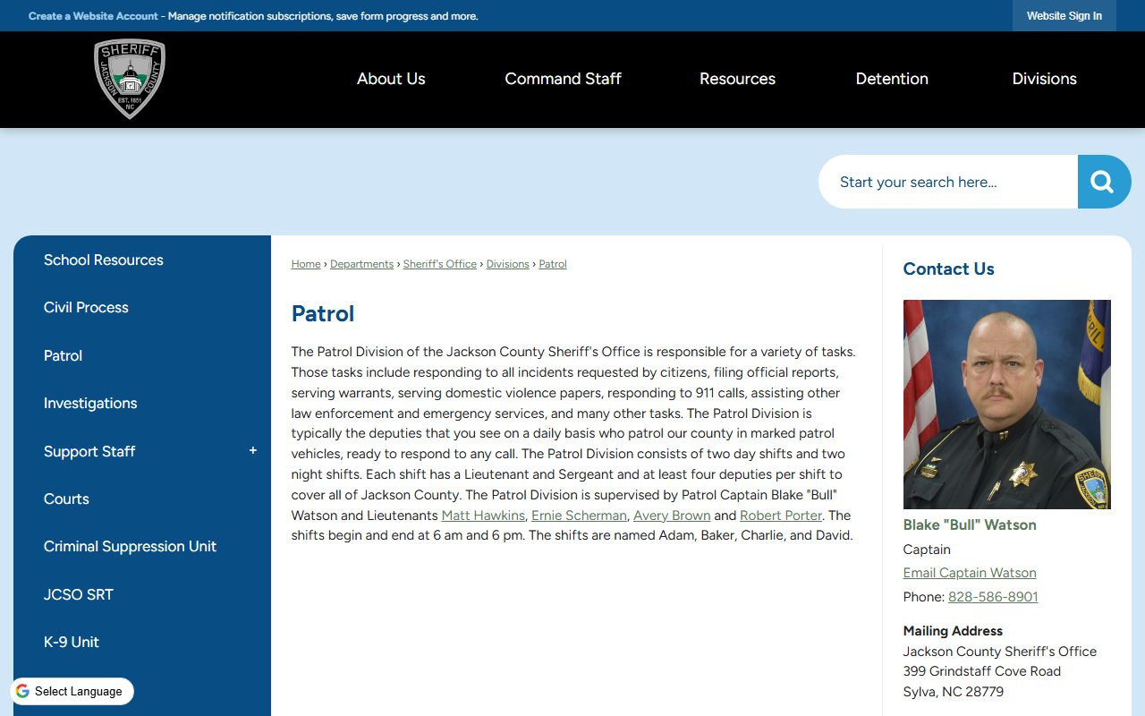 Jackson County arrest records and sheriff patrol charge records