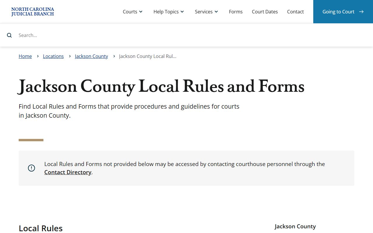 Jackson County court dockets local rules and forms