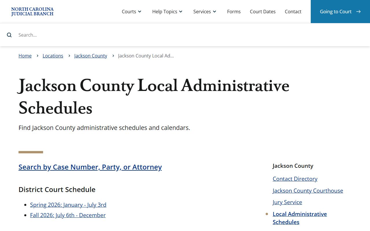 Jackson County court dockets Search Hearings page