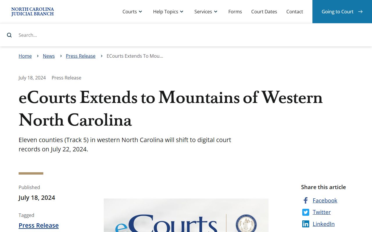 Jackson County court records eCourts western North Carolina launch