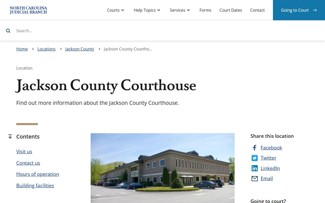 Jackson County court records courthouse page