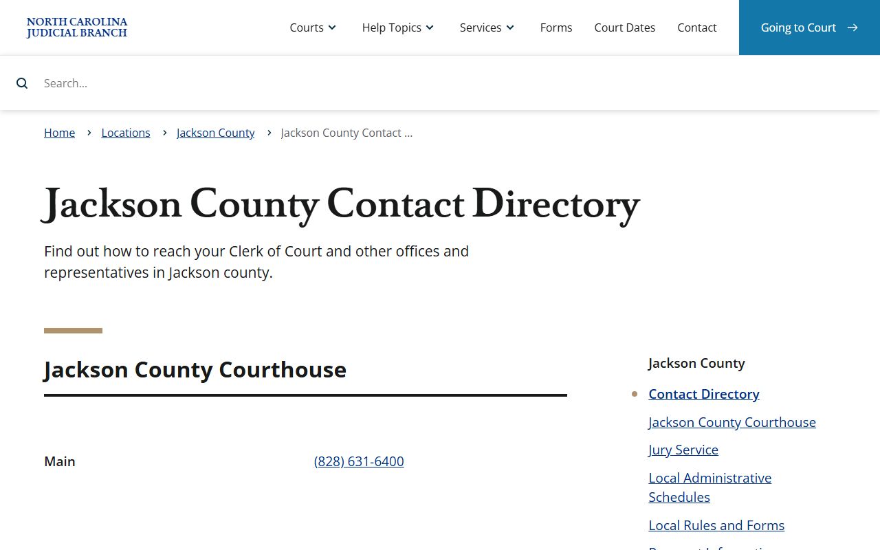 Jackson County court records contact directory