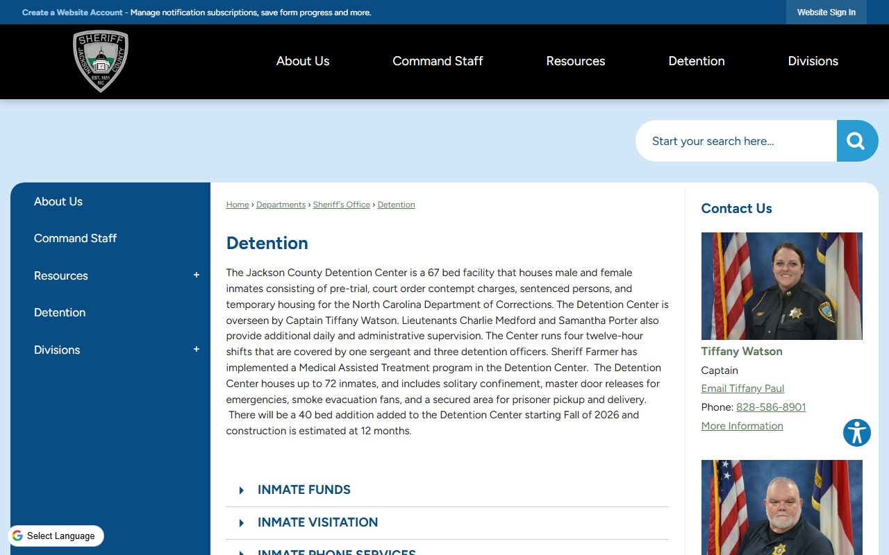 Jackson County inmate records Detention Center source