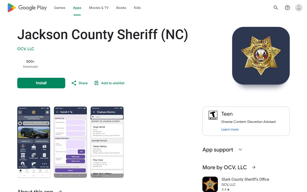 Jackson County warrant records Sheriff Android app